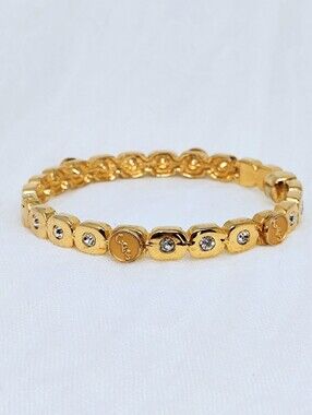 Gold Tone Crystal Accent Preppy Tennis Bracelet - Women Jewelry